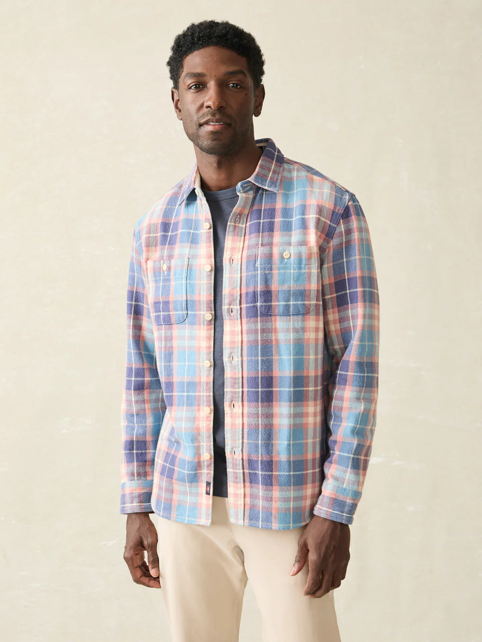 Faherty Surf Flannel Bristol Blue Plaid