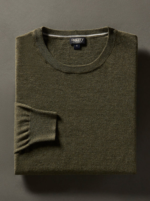 Faherty Movement™ Crewneck Sweater - Olive Ridge Heather