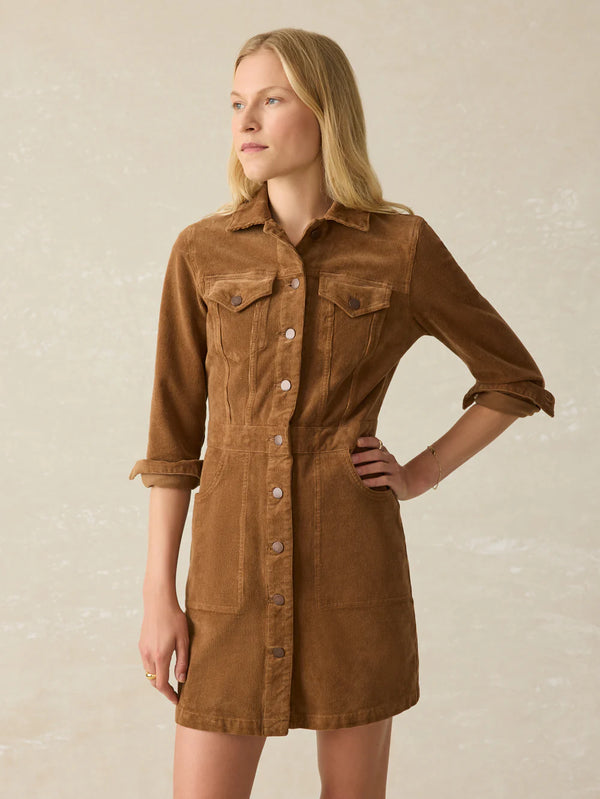 Faherty Softstretch Cord Michelle Dress - Cord Brown