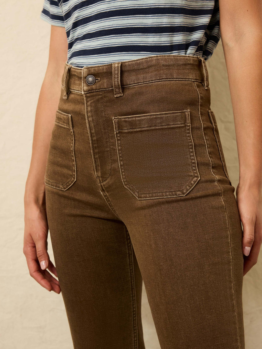 Faherty Stretch Terry Patch Pocket Pant - Walnut