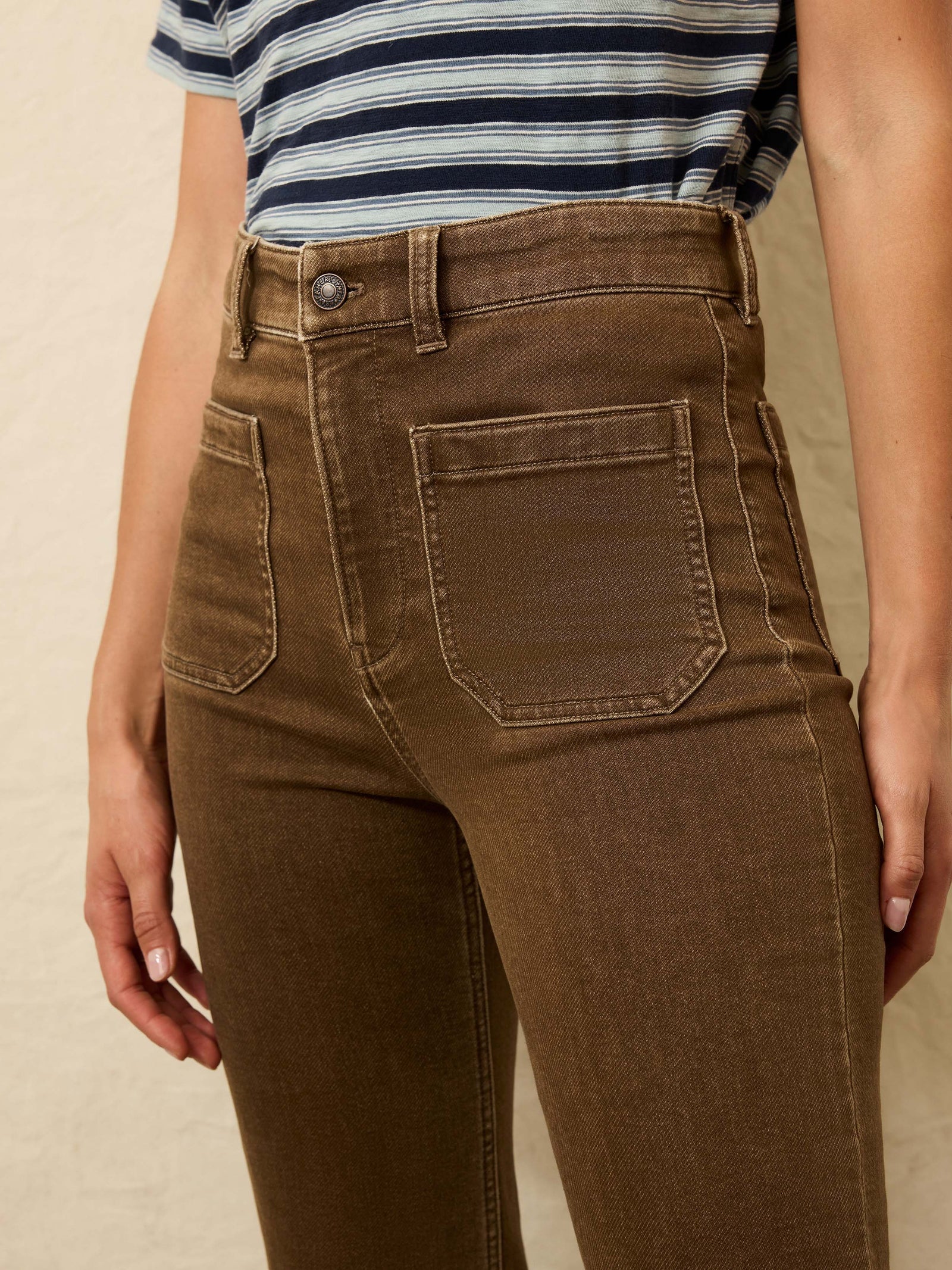 Faherty Stretch Terry Patch Pocket Pant - Walnut