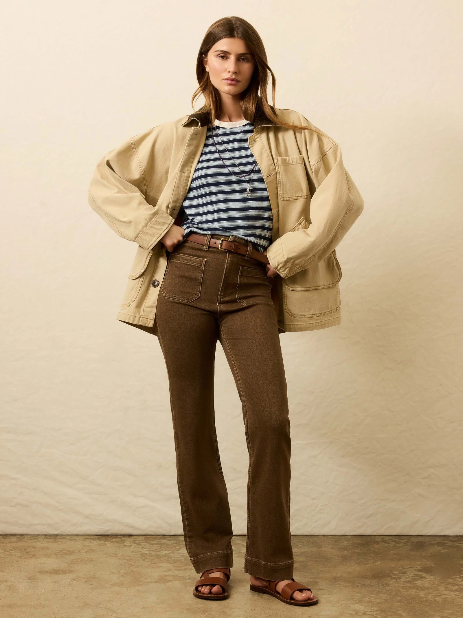 Faherty Stretch Terry Patch Pocket Pant - Walnut