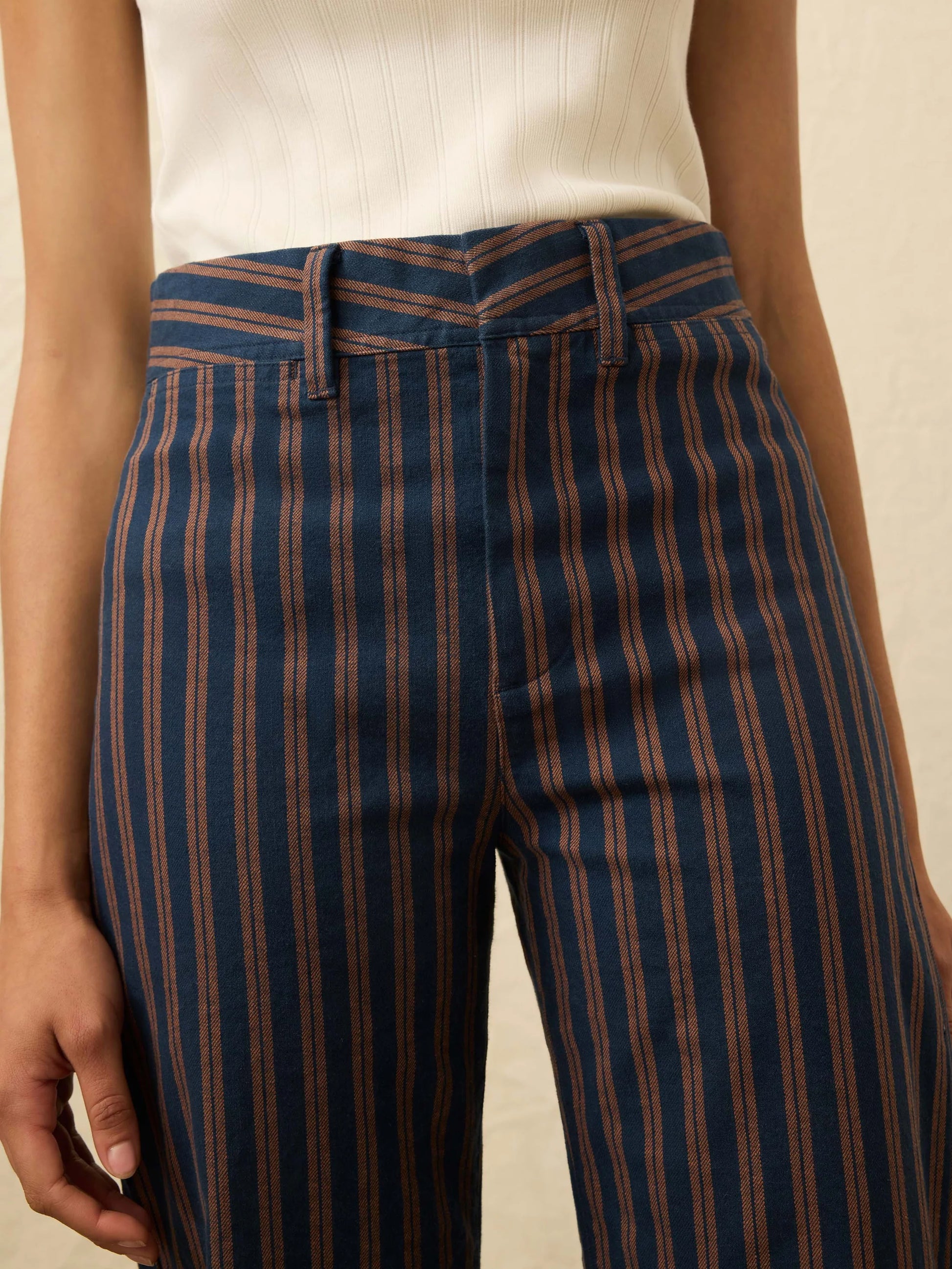 Faherty Twill Tide Slim Straight Pant - Midnight Shore Stripe