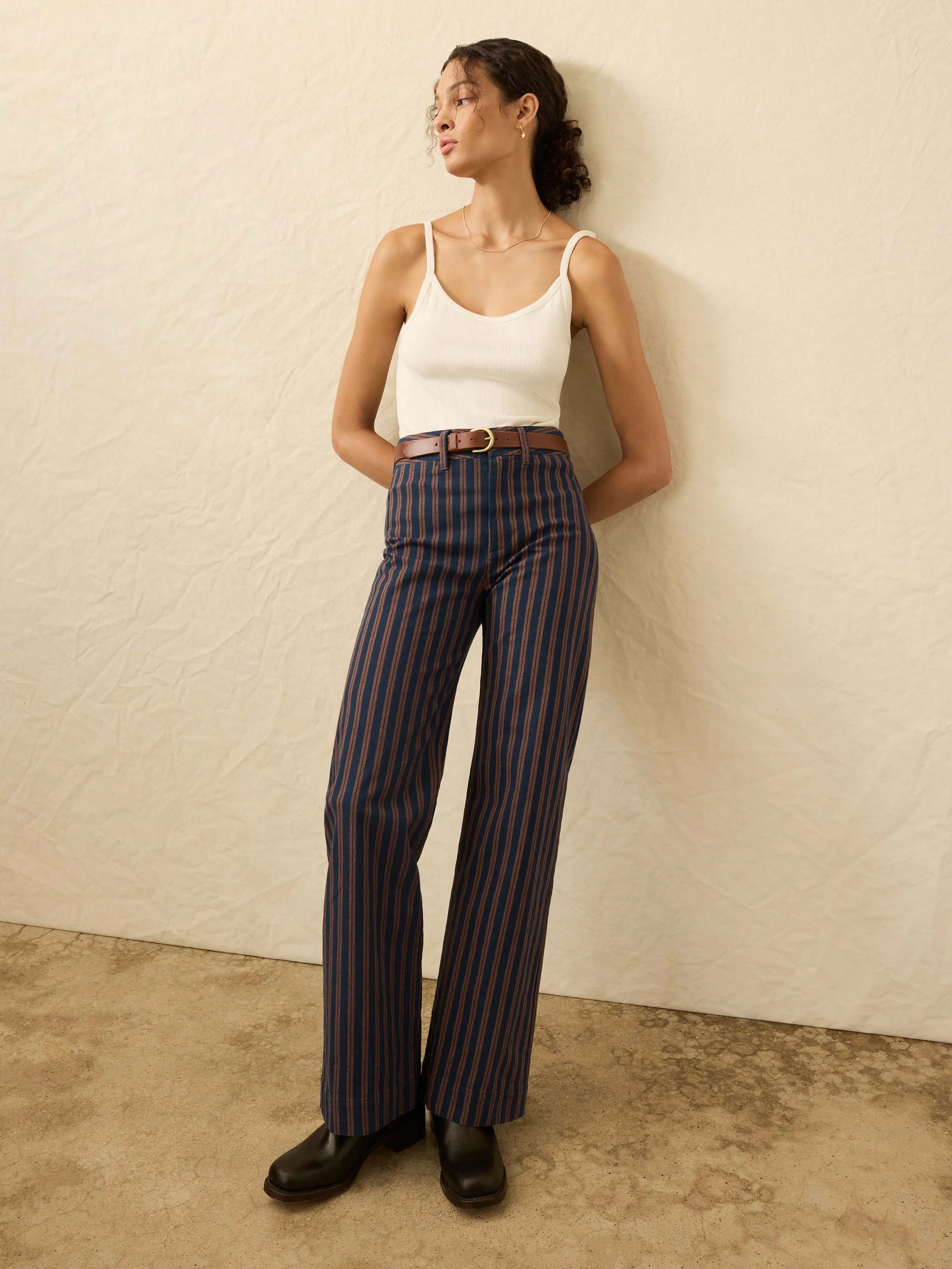 Faherty Twill Tide Slim Straight Pant - Midnight Shore Stripe
