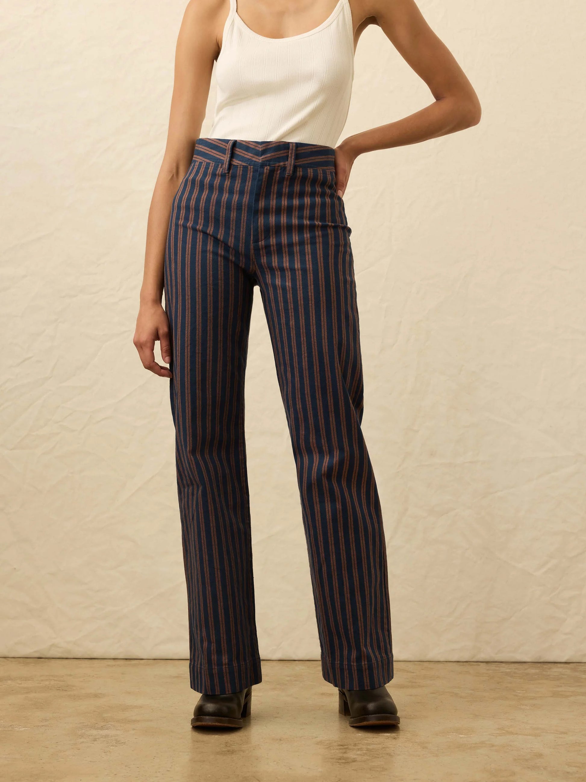 Faherty Twill Tide Slim Straight Pant - Midnight Shore Stripe