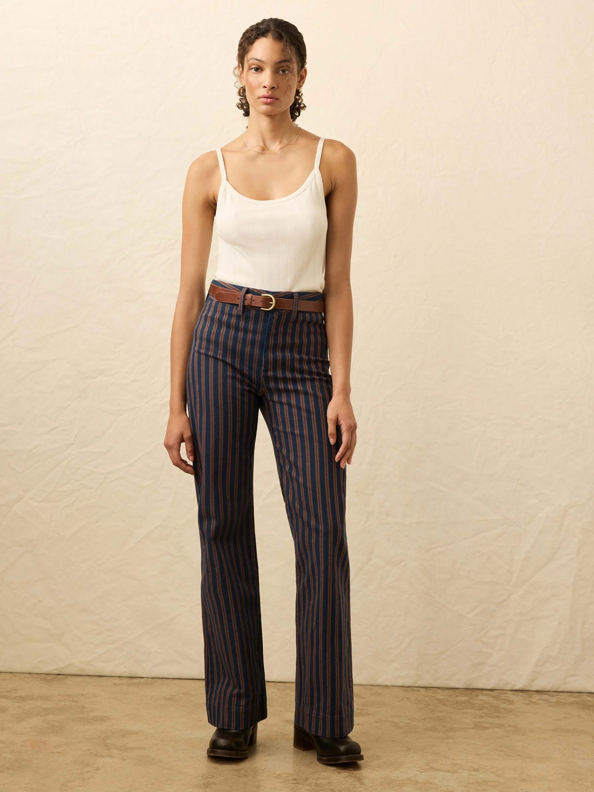 Faherty Twill Tide Slim Straight Pant - Midnight Shore Stripe