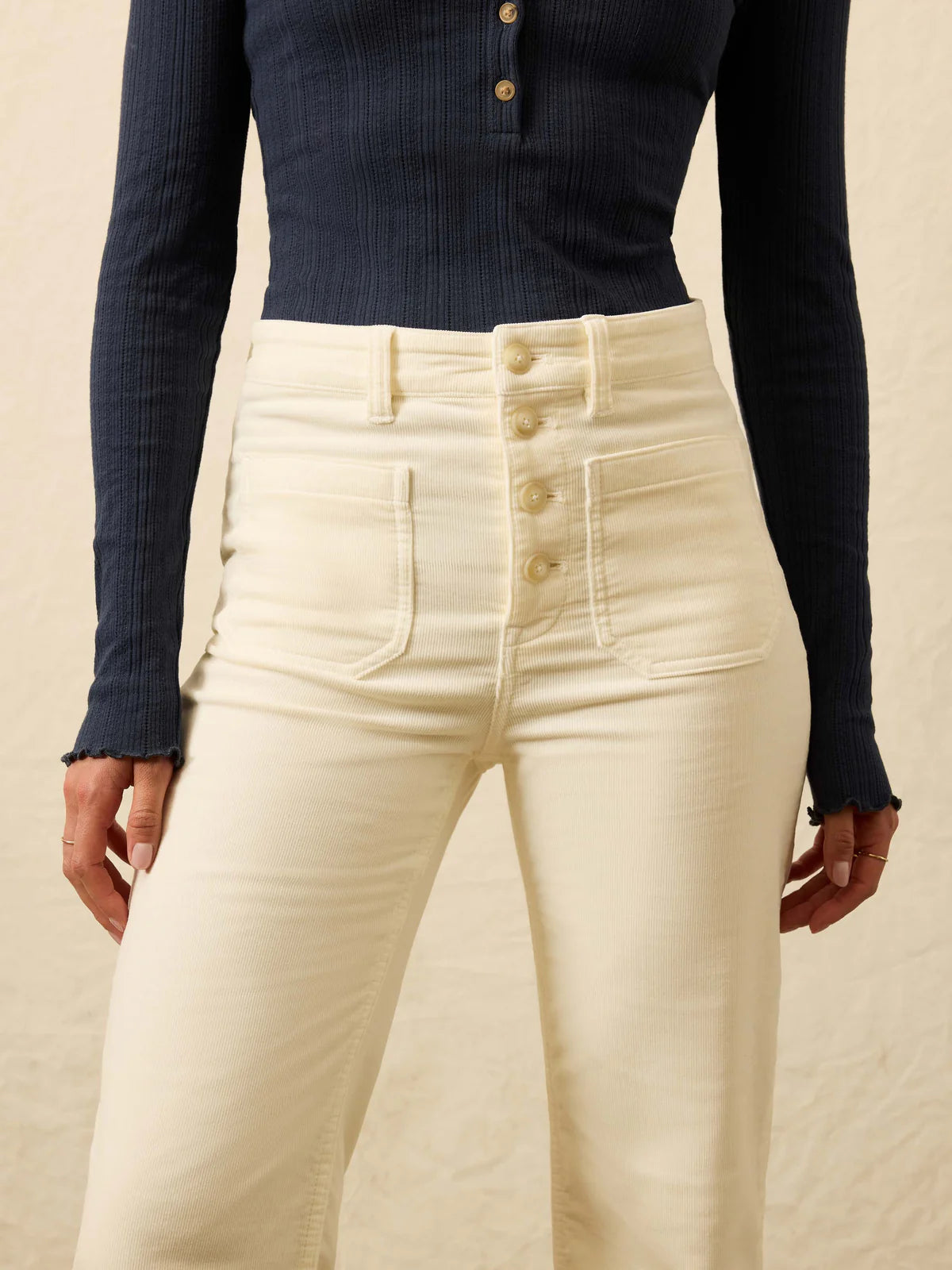 Faherty Stretch Terry Cord Patch Pocket Pant - Egret