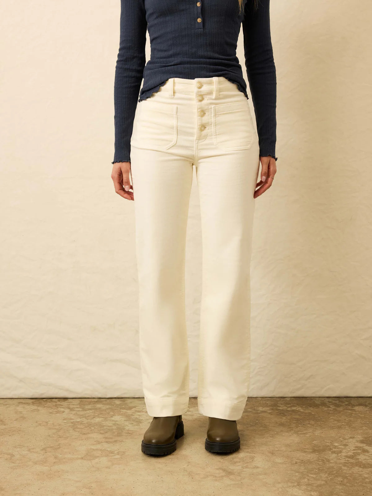 Faherty Stretch Terry Cord Patch Pocket Pant - Egret