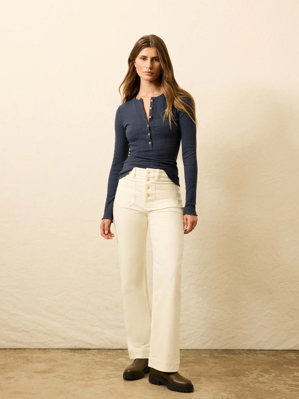 Faherty Stretch Terry Cord Patch Pocket Pant - Egret