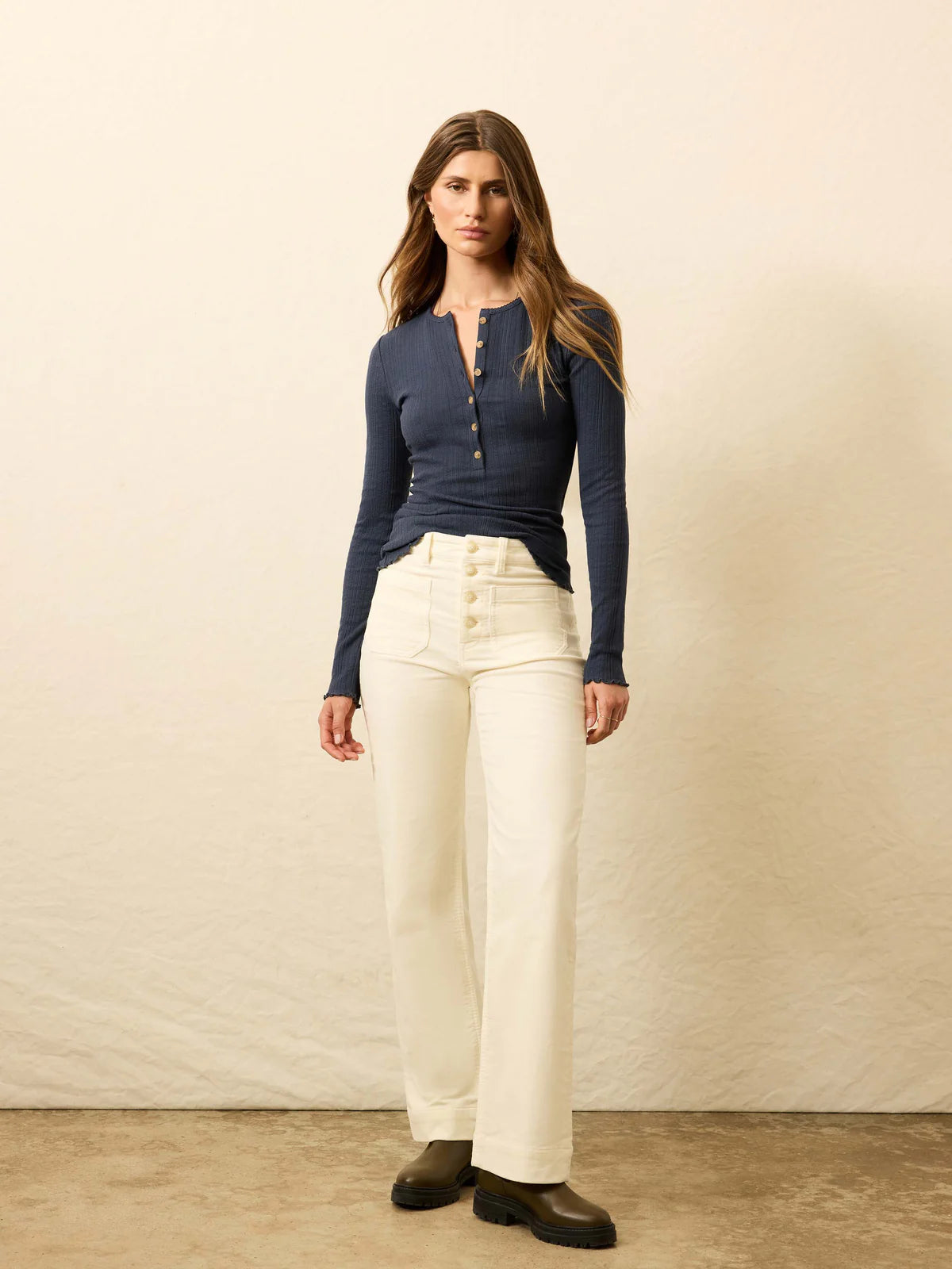 Faherty Stretch Terry Cord Patch Pocket Pant - Egret