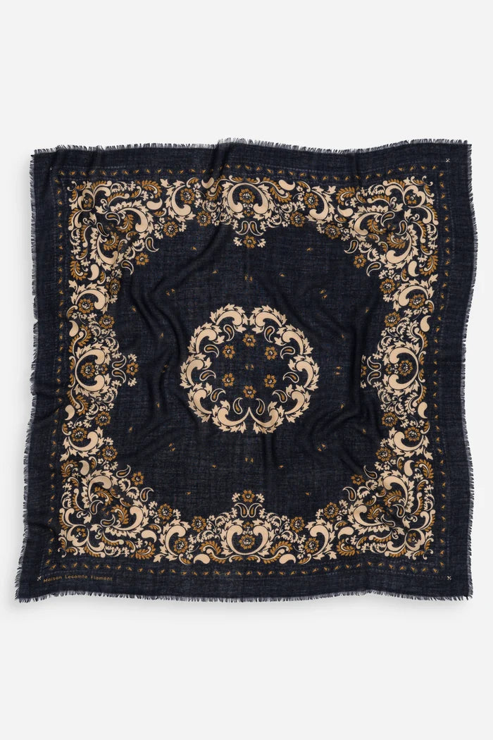 Maison Lecomte Flament Bandana Flowers Navy
