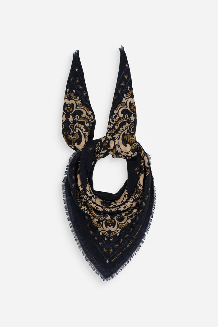 Maison Lecomte Flament Bandana Flowers Navy