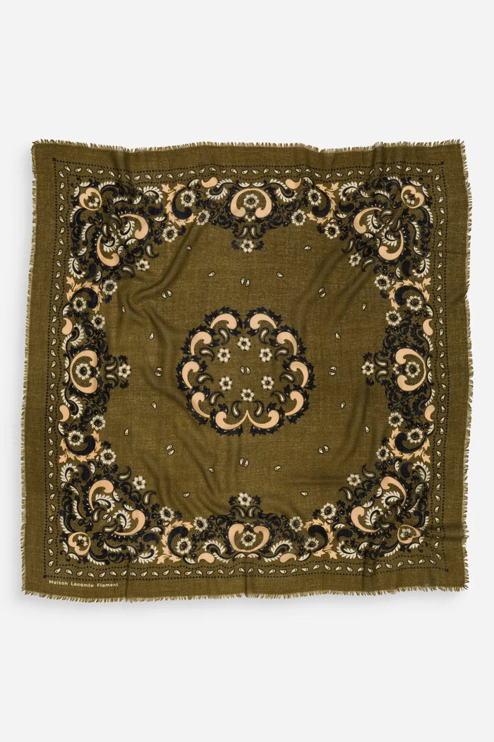 Maison Lecomte Flament Bandana Flowers Army