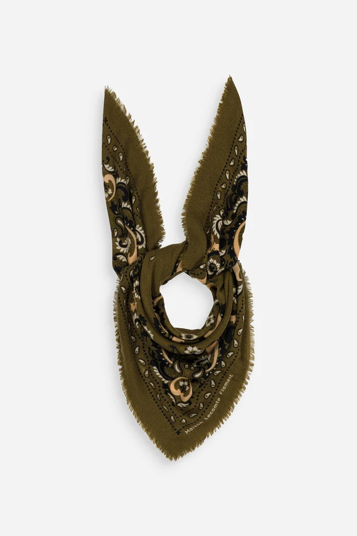 Maison Lecomte Flament Bandana Flowers Army