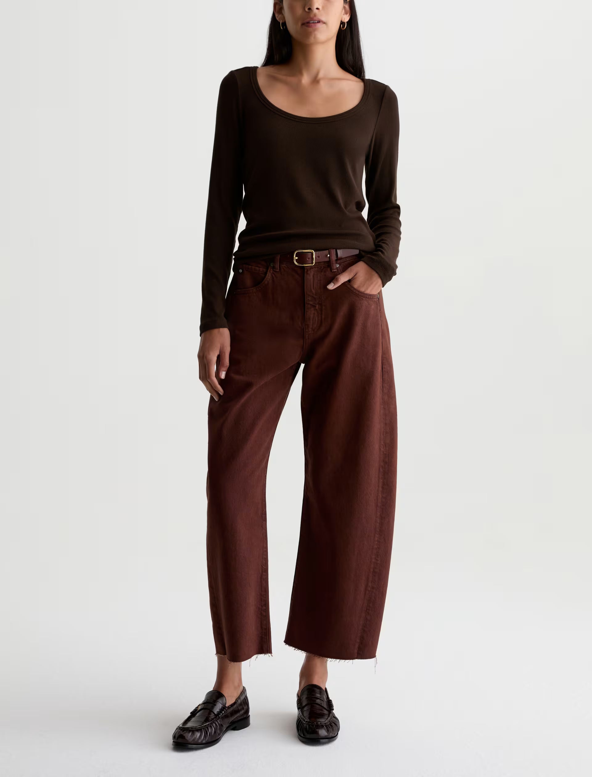 AG Hattie Crop Jean High-Rise Barrel - Chestnut