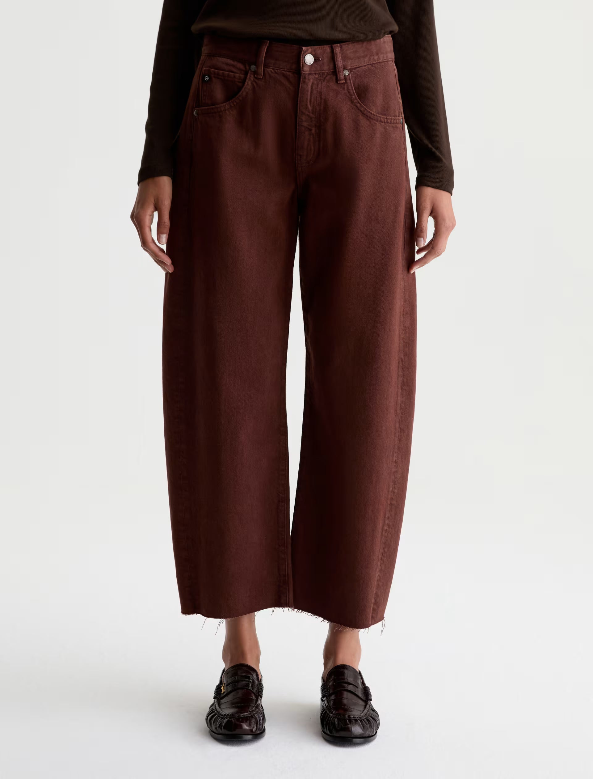 AG Hattie Crop Jean High-Rise Barrel - Chestnut