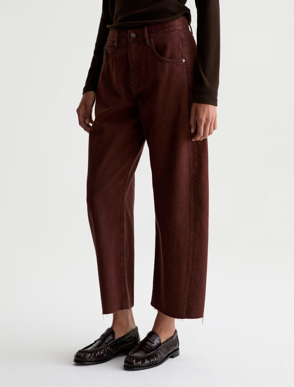 AG Hattie Crop Jean High-Rise Barrel - Chestnut