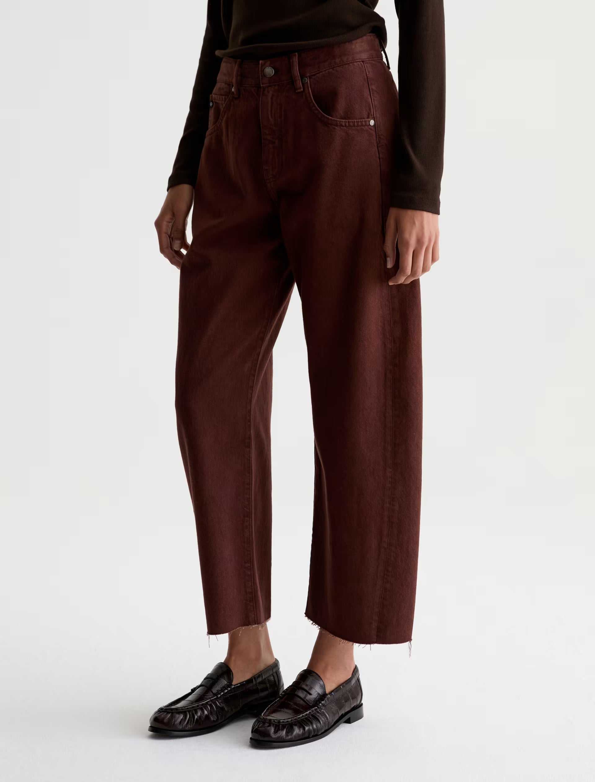 AG Hattie Crop Jean High-Rise Barrel - Chestnut