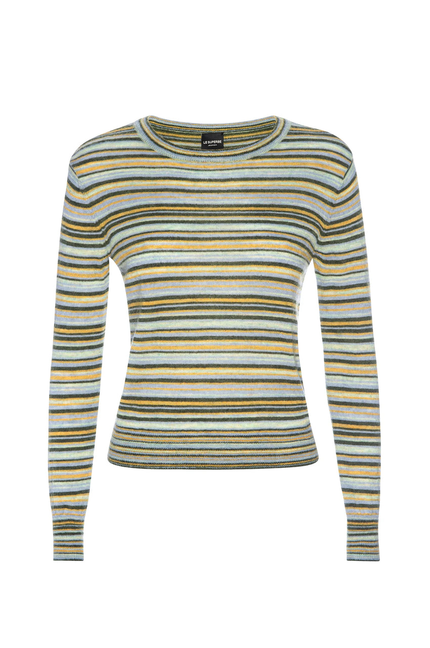 Le Superbe Cali Blend Stripe Sweater  - Aqua/Green Stripe