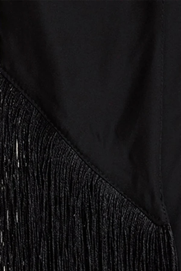 Natalie Martin Sash Belt - Black Silk Fringe