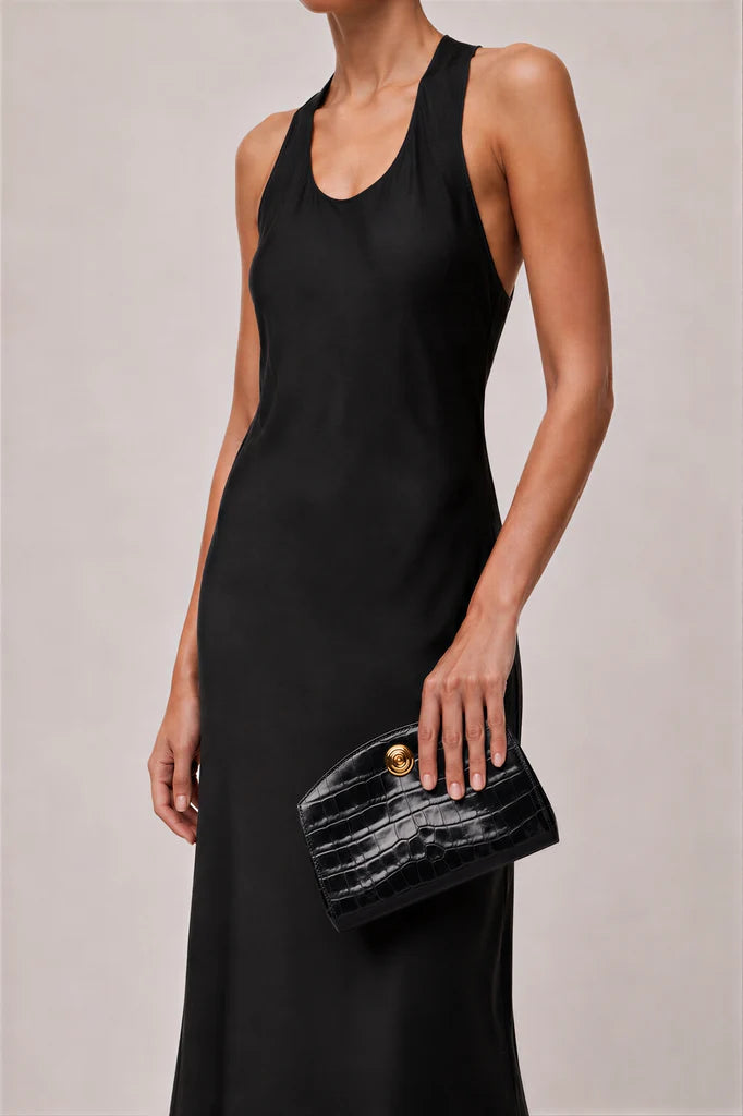 Liffner Pushlock Clutch - Croc Embossed Black