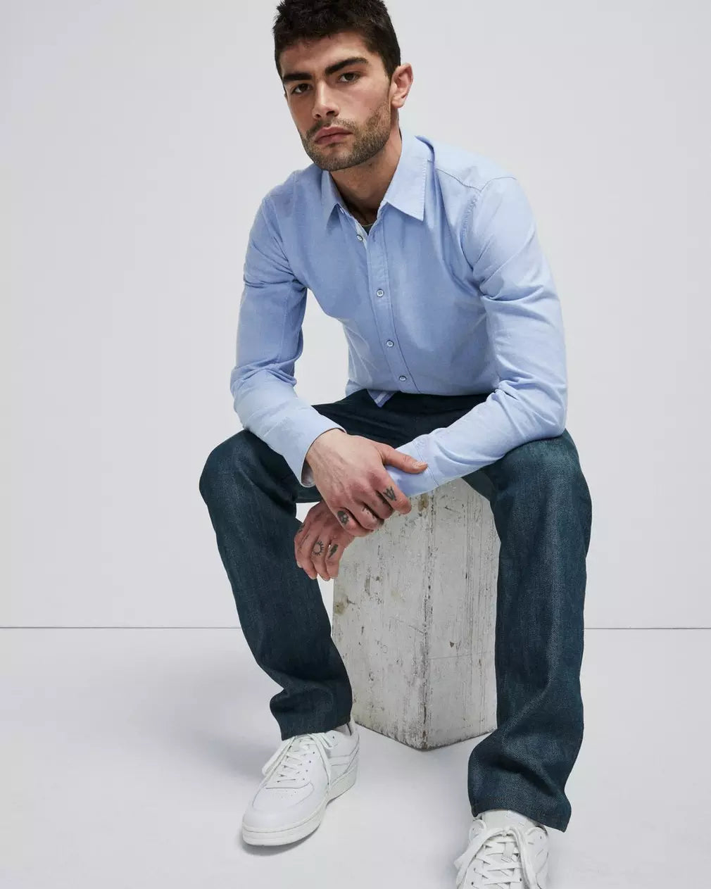 Rag & Bone Fit 2 Cotton Oxford Shirt Slim Fit Shirt - Blue Oxford