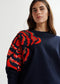 Essentiel Antwerp Navy Sweatshirt W/ Sequin & Beads