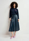 Essentiel Antwerp Navy Blue Faux Leather Midi Skirt