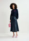 Essentiel Antwerp Navy Blue Faux Leather Midi Skirt