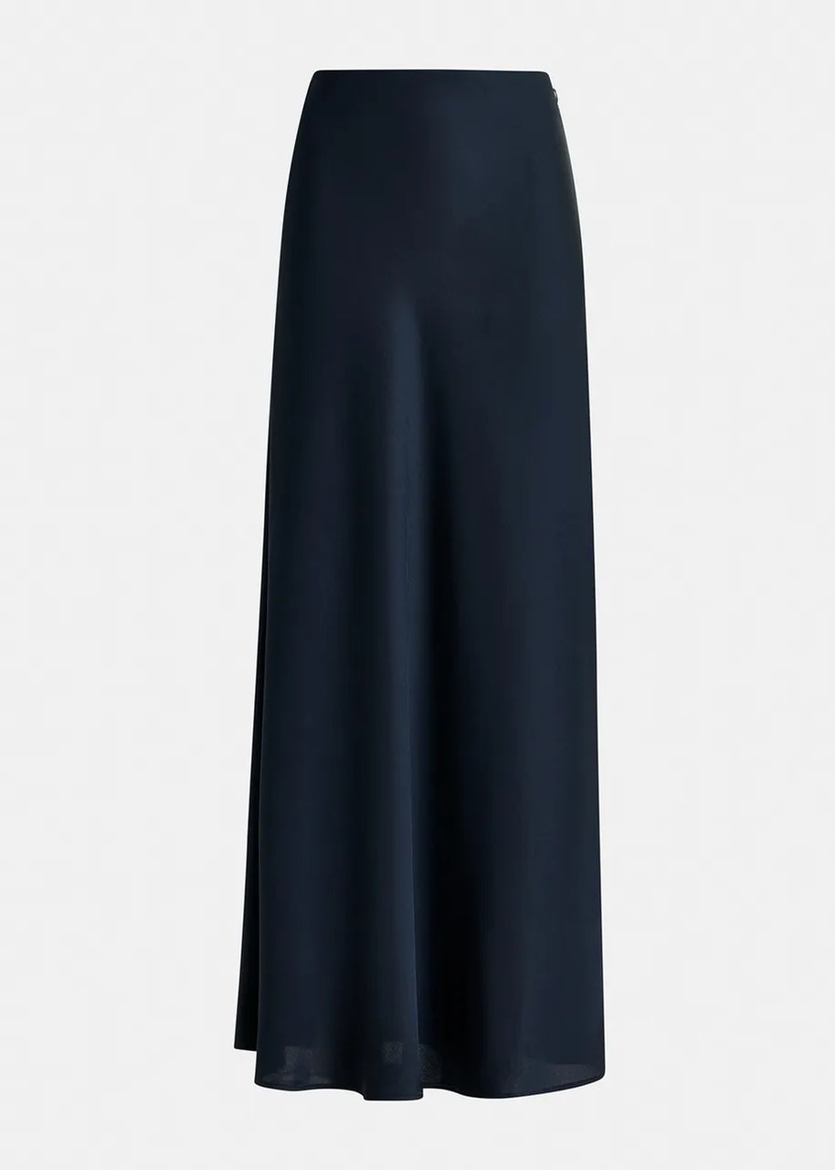 Essentiel Antwerp Navy Satin Maxi-Length Skirt