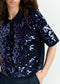 Essentiel Antwerp Navy Sequin-Embellished Polo Top