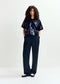 Essentiel Antwerp Navy Sequin-Embellished Polo Top