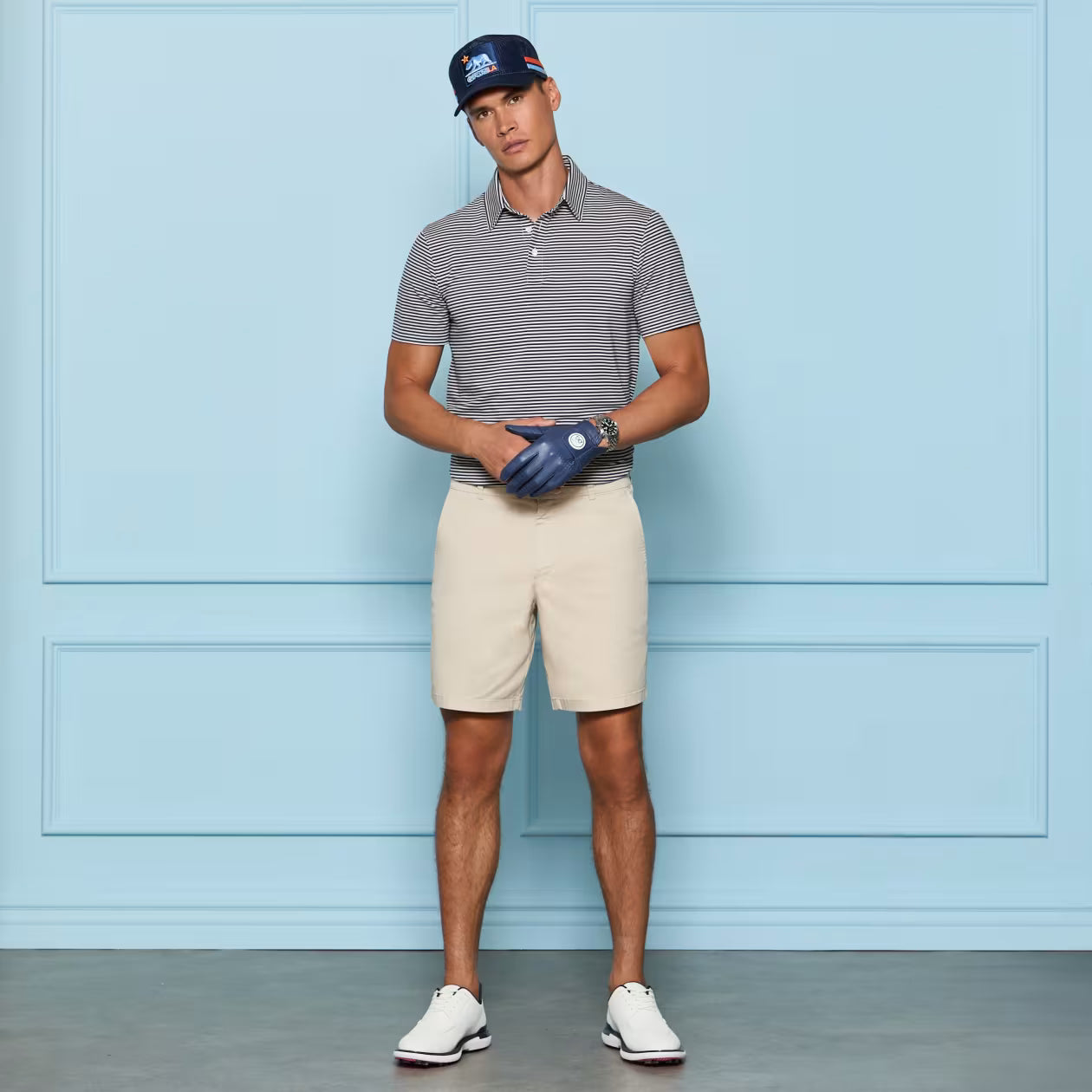 G/FORE All Play Stripe Stretch Knit Polo  - Twilight