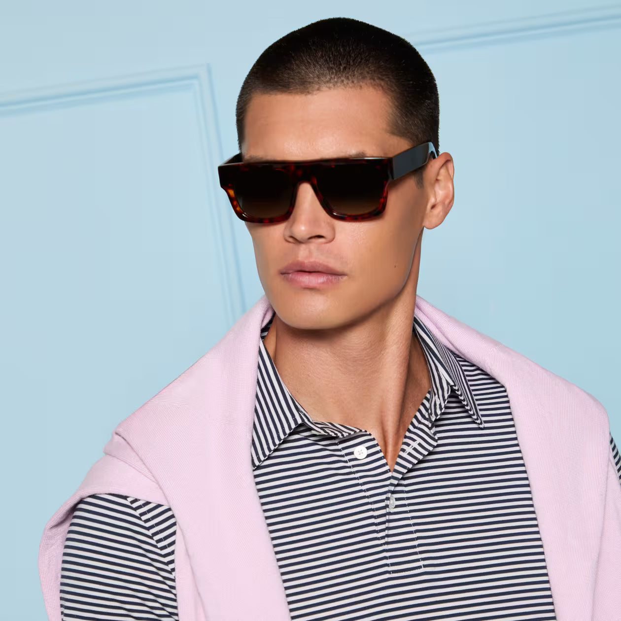G/FORE All Play Stripe Stretch Knit Polo  - Twilight