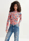 Essentiel Antwerp Red & Blue Tie-Dye Turtleneck Top