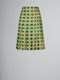 Marni Green Silk Skirt With Check Fields Print