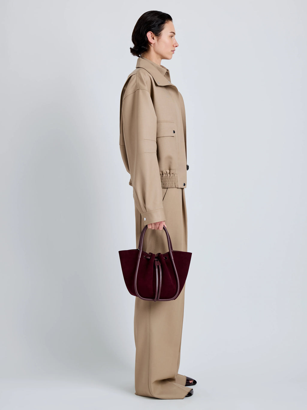 Proenza Schouler Small Ruched Tote in Soft Suede - Oxblood