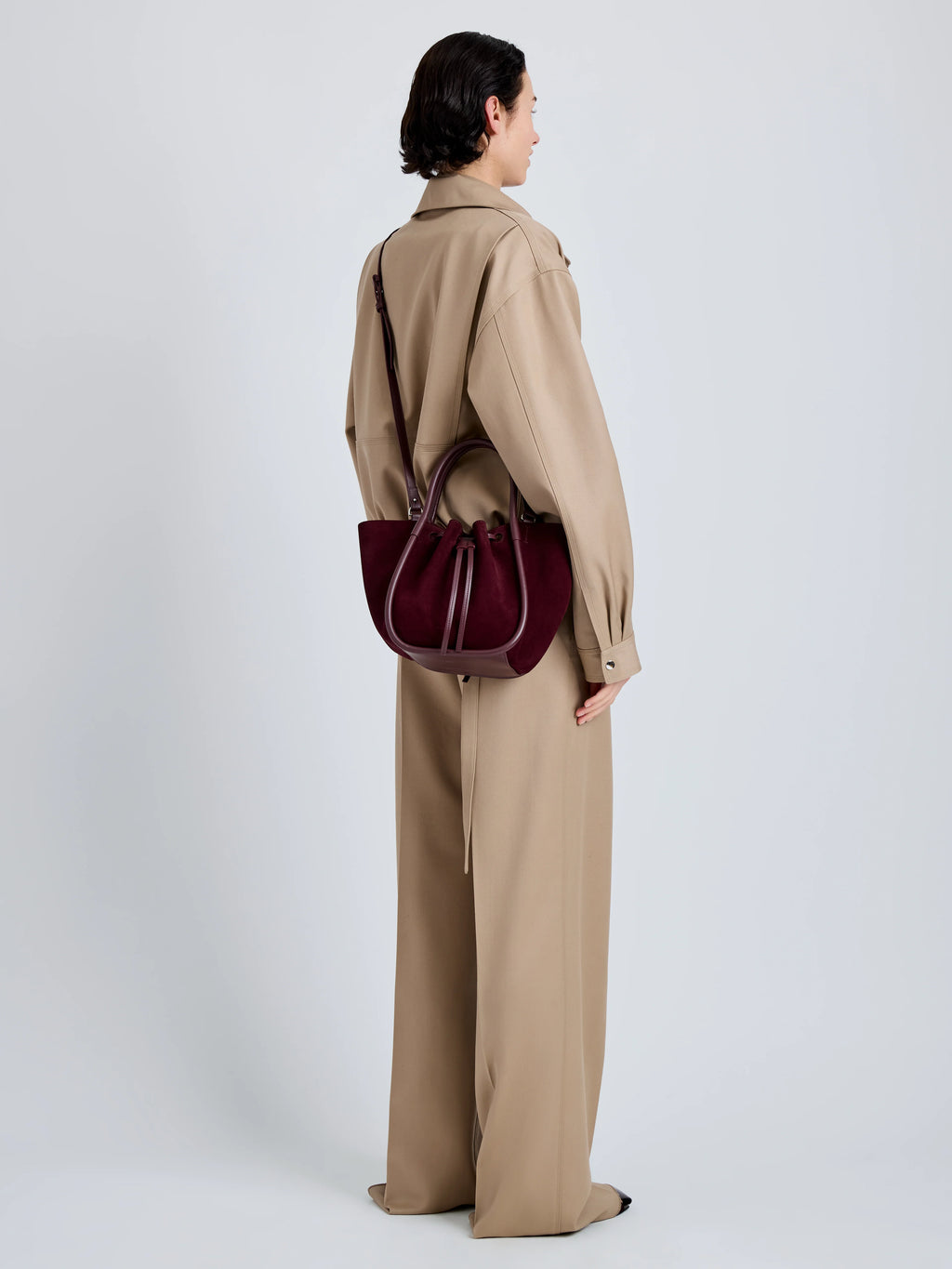 Proenza Schouler Small Ruched Tote in Soft Suede - Oxblood