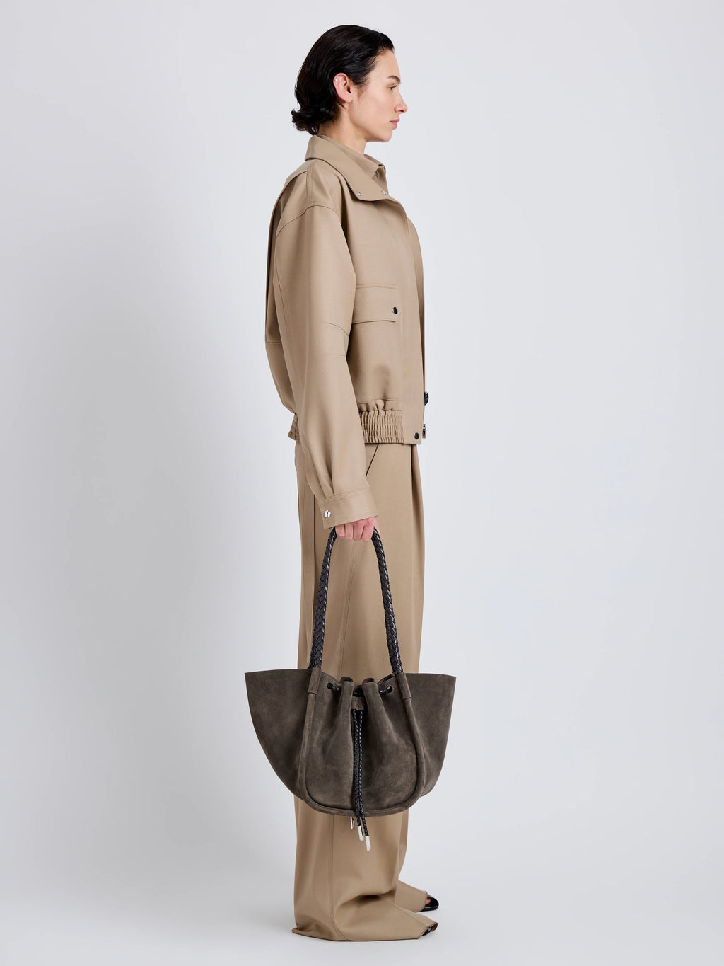 Proenza Schouler Large Ruched Tote in Suede and Braided Calf
