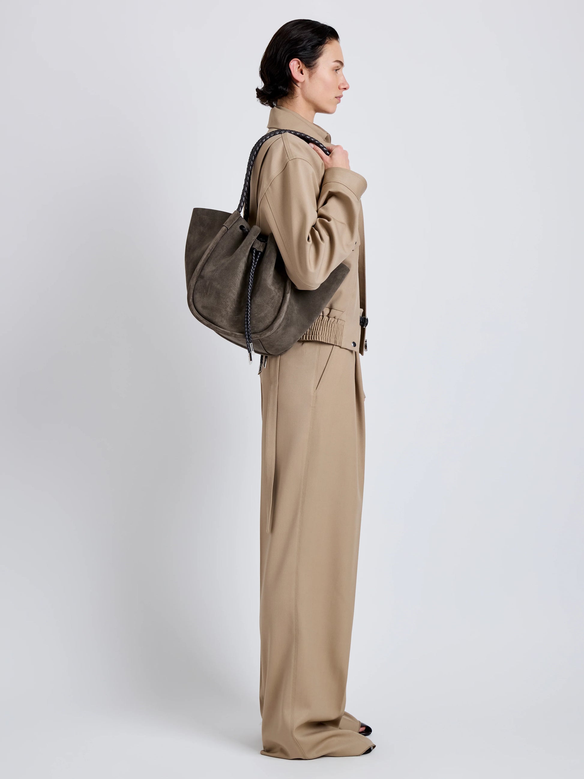 Proenza Schouler Large Ruched Tote in Suede and Braided Calf