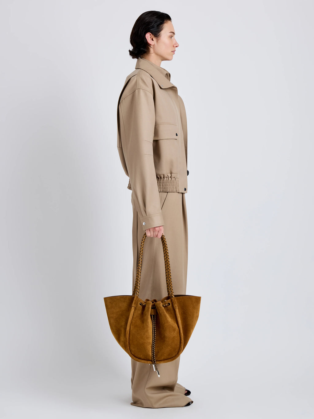 Proenza Schouler Large Ruched Tote in Suede and Braided Calf