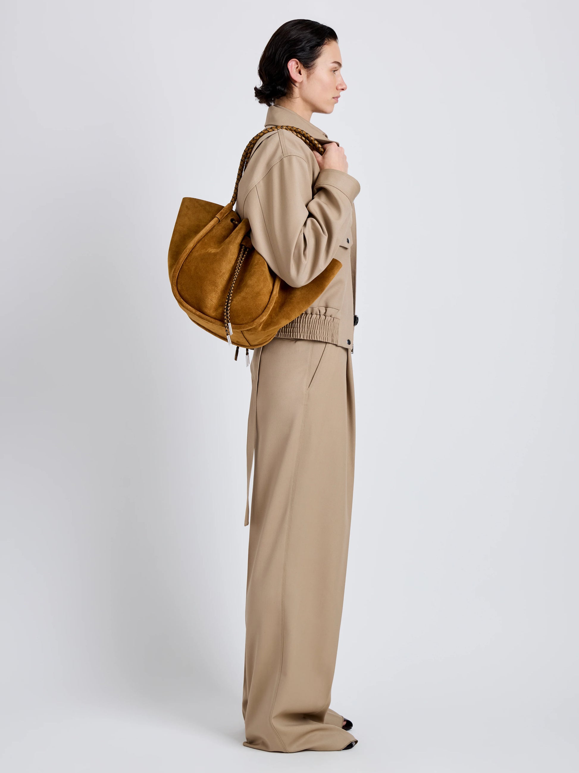 Proenza Schouler Large Ruched Tote in Suede and Braided Calf