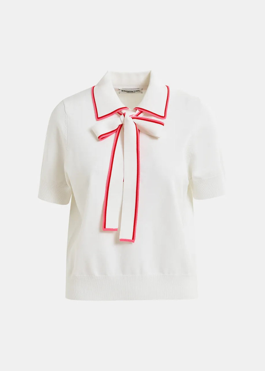 Essentiel Antwerp Polo with self-tie fabric scarf - Off White