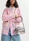 Essentiel Antwerp Tweed Jacket with Velvet Trim - Pink