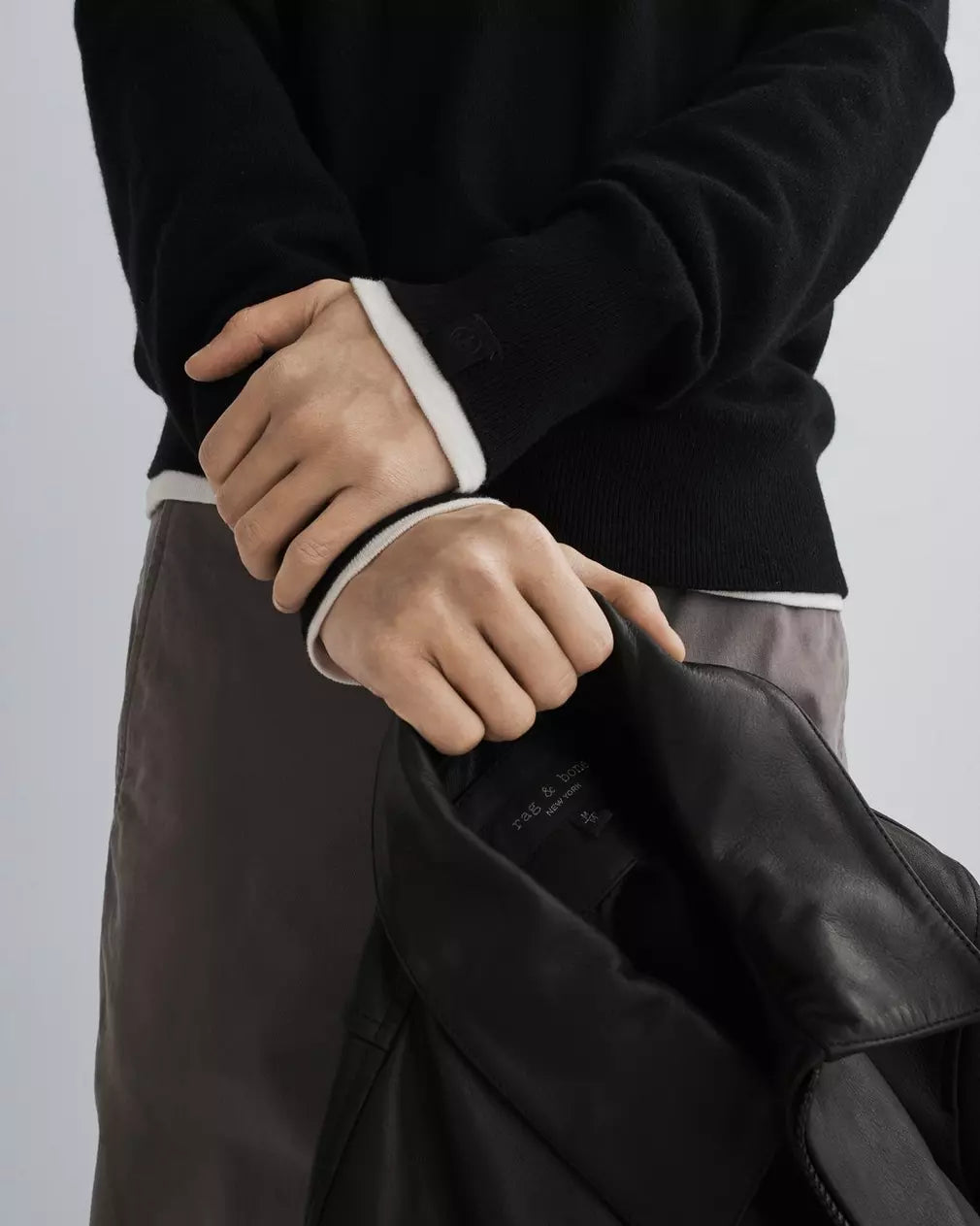 Rag & Bone Harding Cashmere Crew in Black