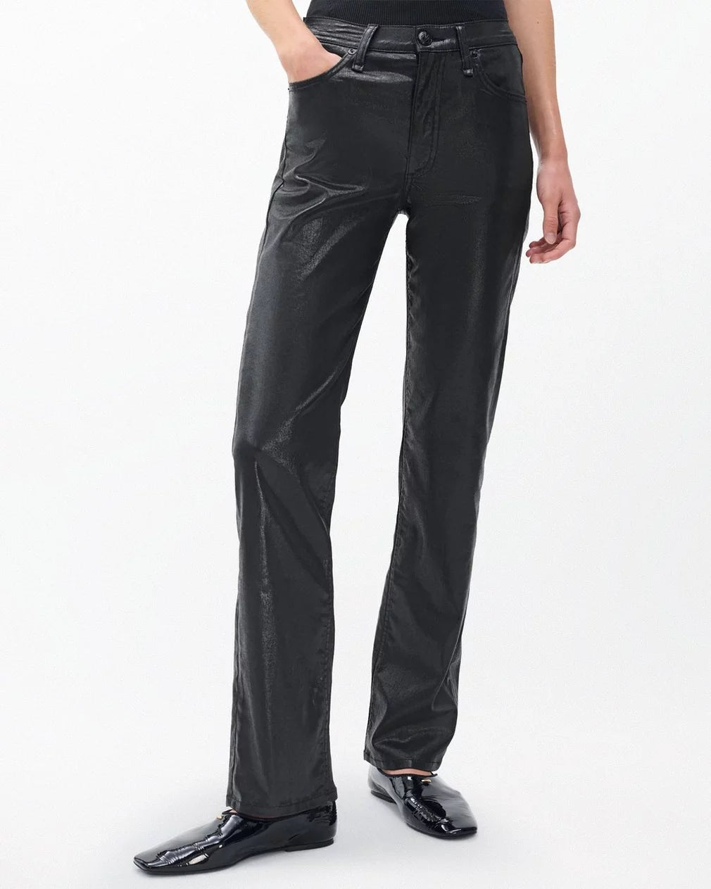 Rag & Bone Harlow Straight Jeans - Black Coated