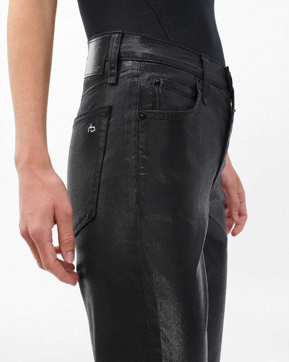 Rag & Bone Harlow Straight Jeans - Black Coated