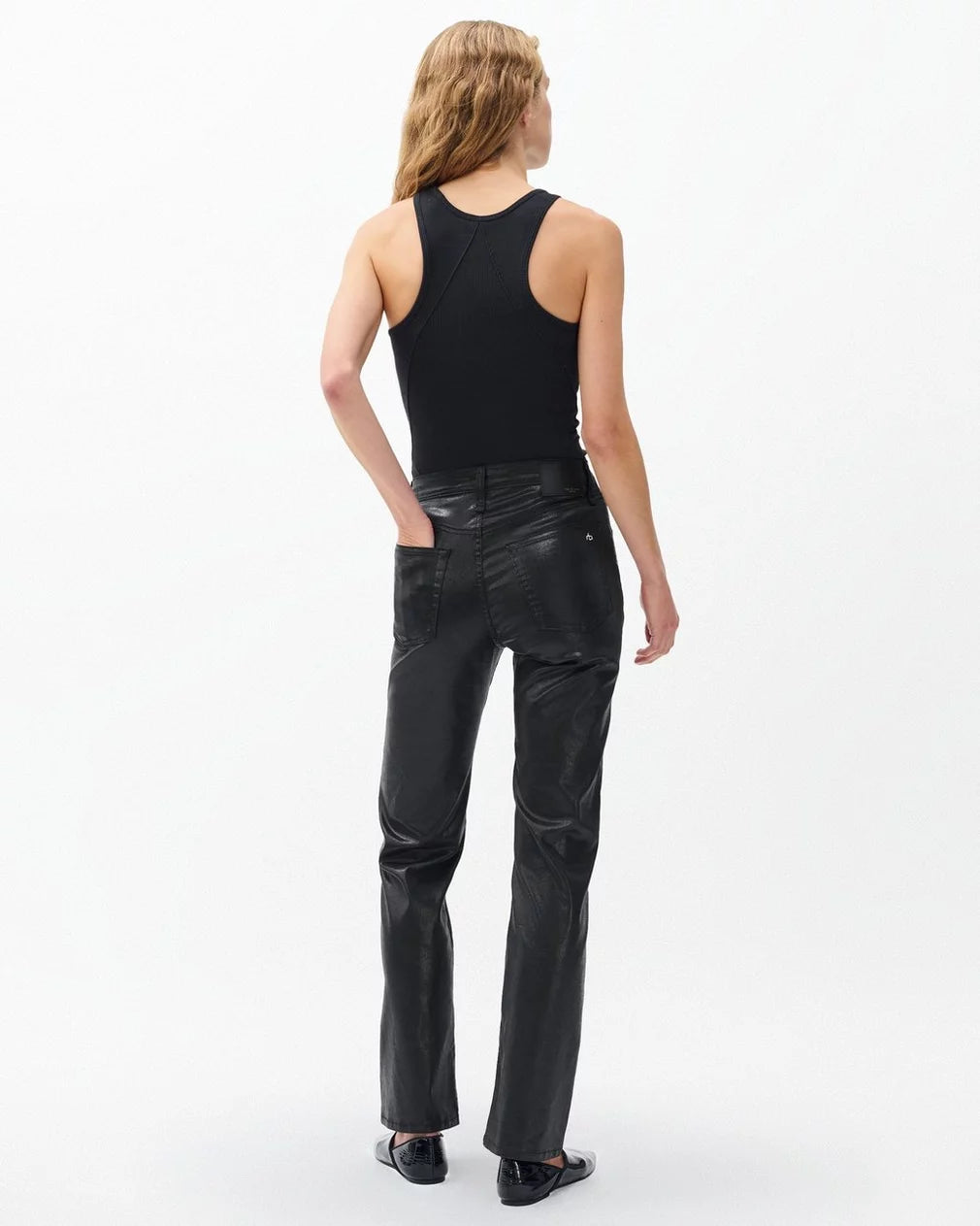 Rag & Bone Harlow Straight Jeans - Black Coated