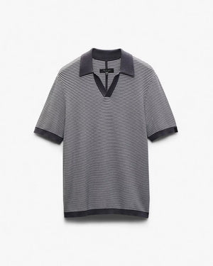 Rag & Bone Harvey Knit Johnny Collar Polo - Wet Iron