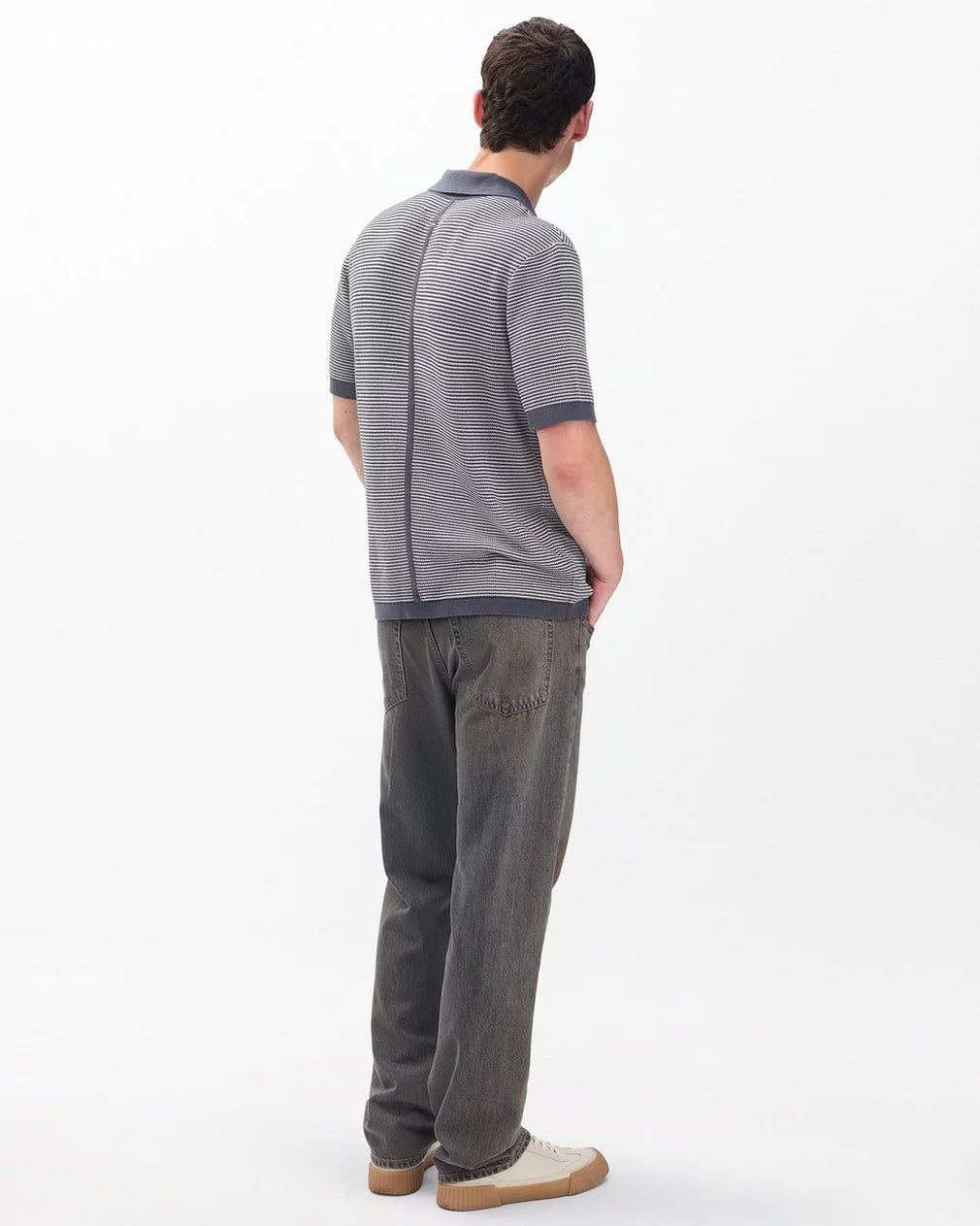 Rag & Bone Harvey Knit Johnny Collar Polo - Wet Iron